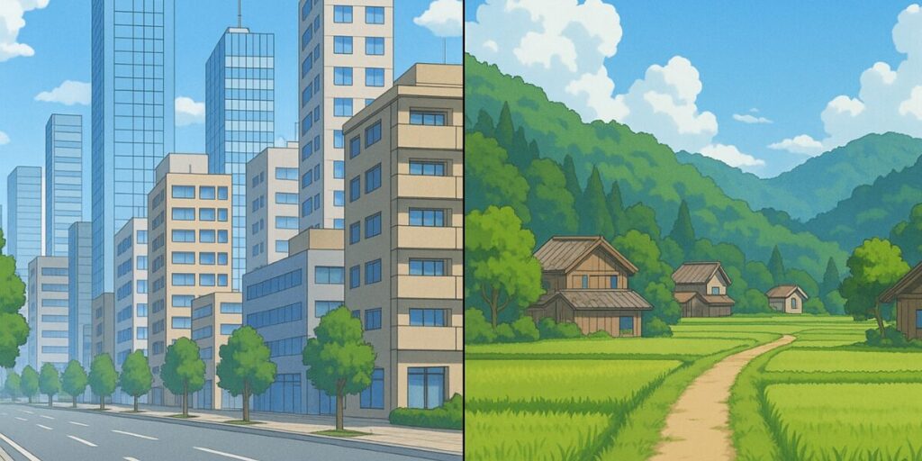 田舎と都会の加増