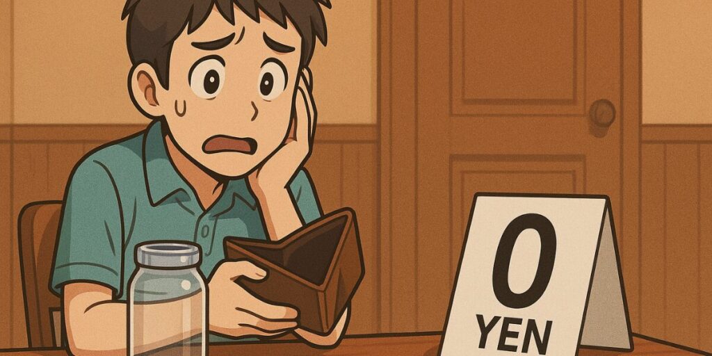 貯金がゼロになった様子